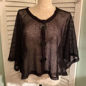 Noelle Black Sparkly-Mesh Cover-top Faux Button OS NWT